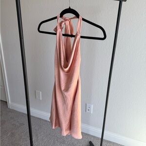 Peach Halter Neck Dress SelfieLeslie